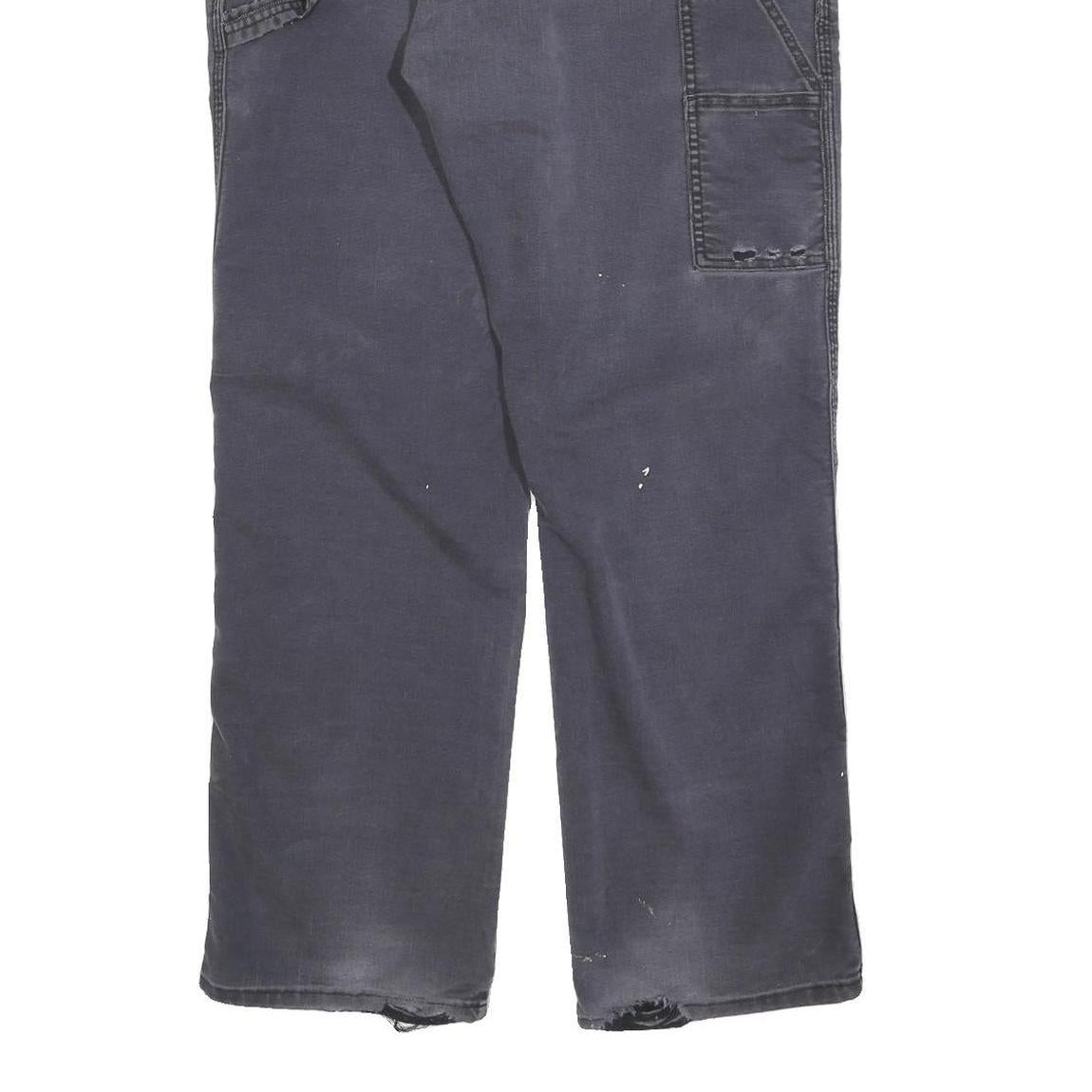 DICKIES Mens Cotton Blend Black Regular Leg Trousers W35 L32 Workwear Zip