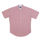TOMMY HILFIGER Mens Red & White Check Shirt M Button Short Sleeve Cotton Blend