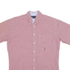 TOMMY HILFIGER Mens Red & White Check Shirt M Button Short Sleeve Cotton Blend