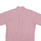 TOMMY HILFIGER Mens Red & White Check Shirt M Button Short Sleeve Cotton Blend