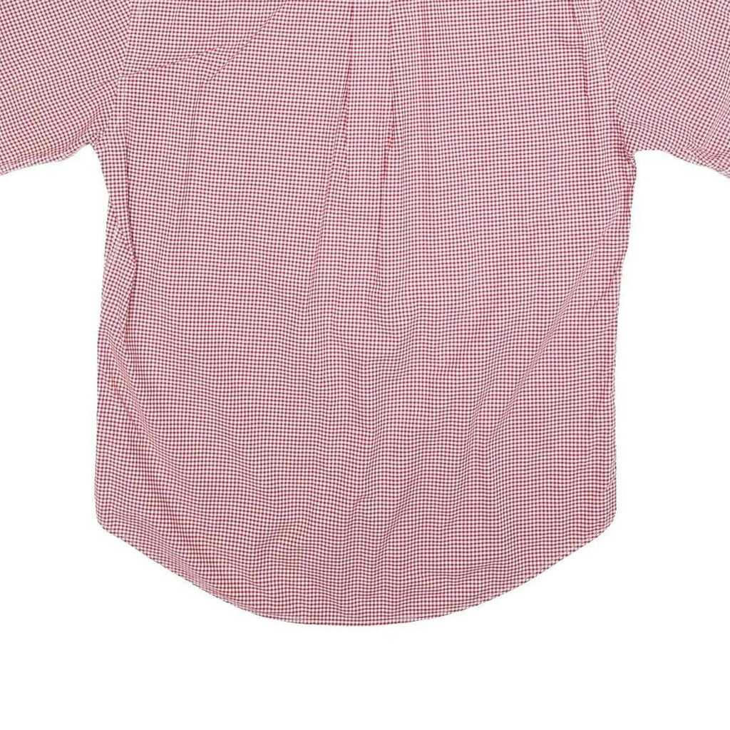 TOMMY HILFIGER Mens Red & White Check Shirt M Button Short Sleeve Cotton Blend