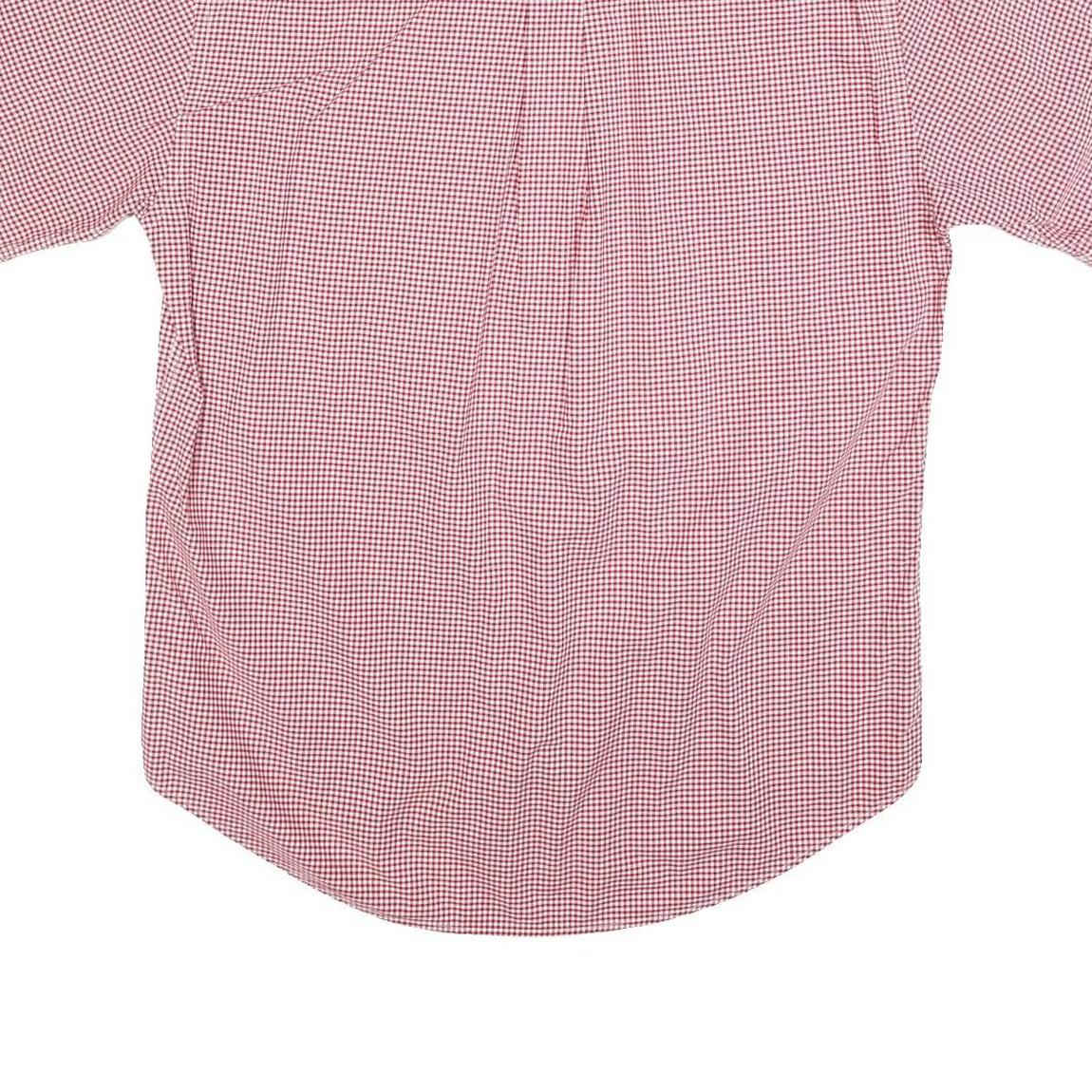 TOMMY HILFIGER Mens Red & White Check Shirt M Button Short Sleeve Cotton Blend