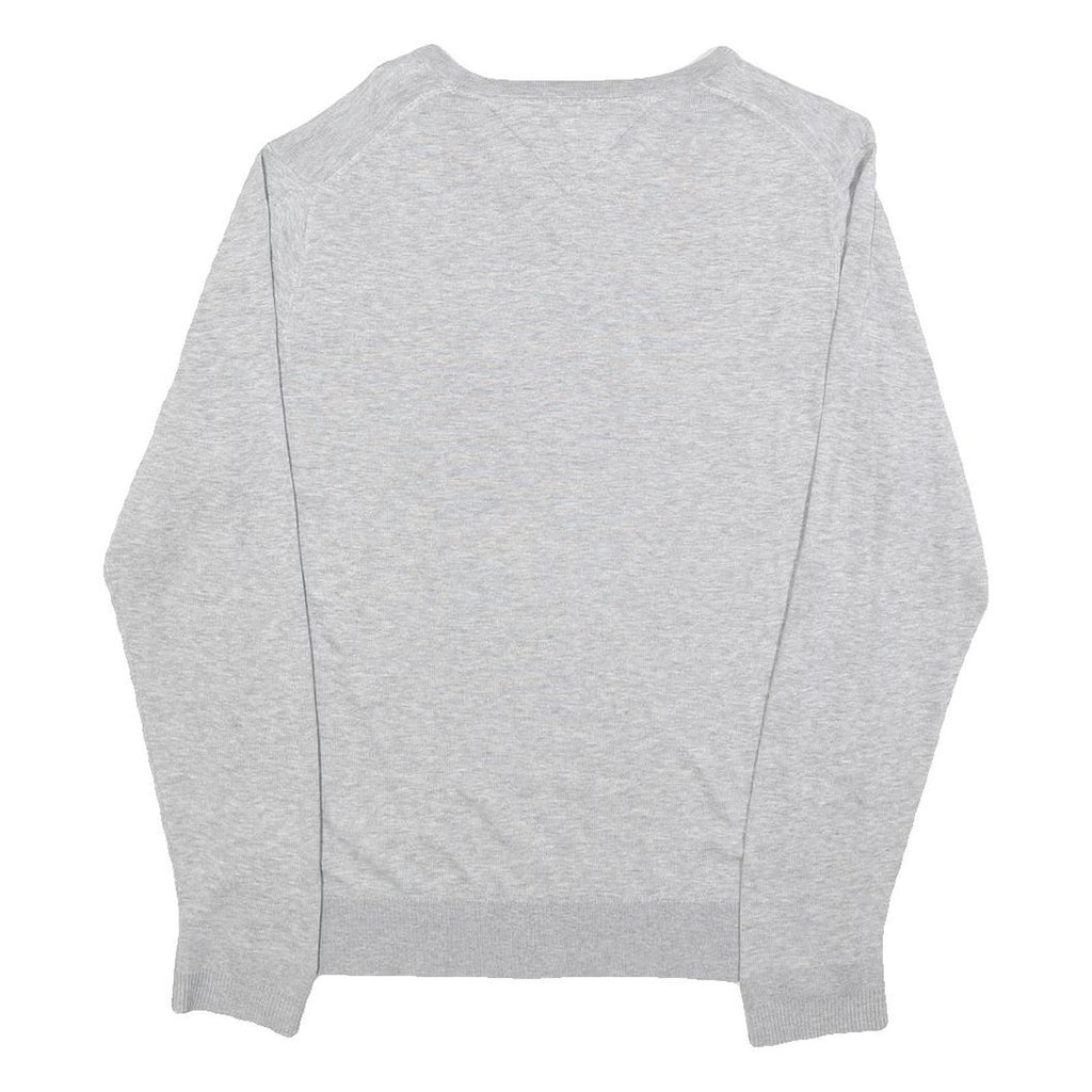 TOMMY HILFIGER Mens Grey Silk Blend V-Neck S Pullover Sweatshirt Logo