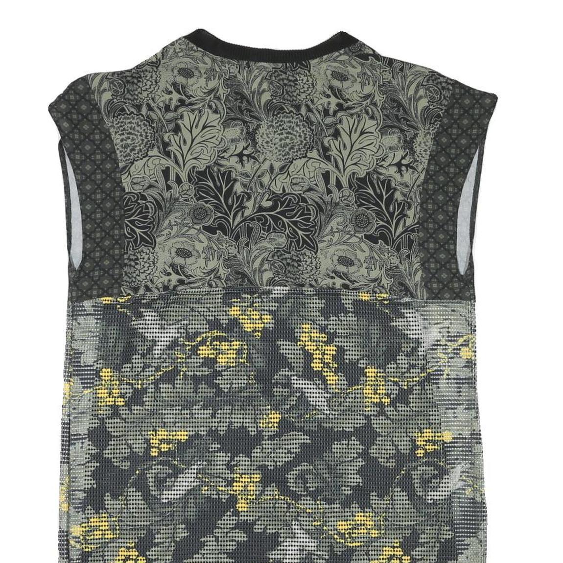 DESIGUAL Womens Grey & Yellow Floral Day Jersey Sleeveless Mini Dress Size M