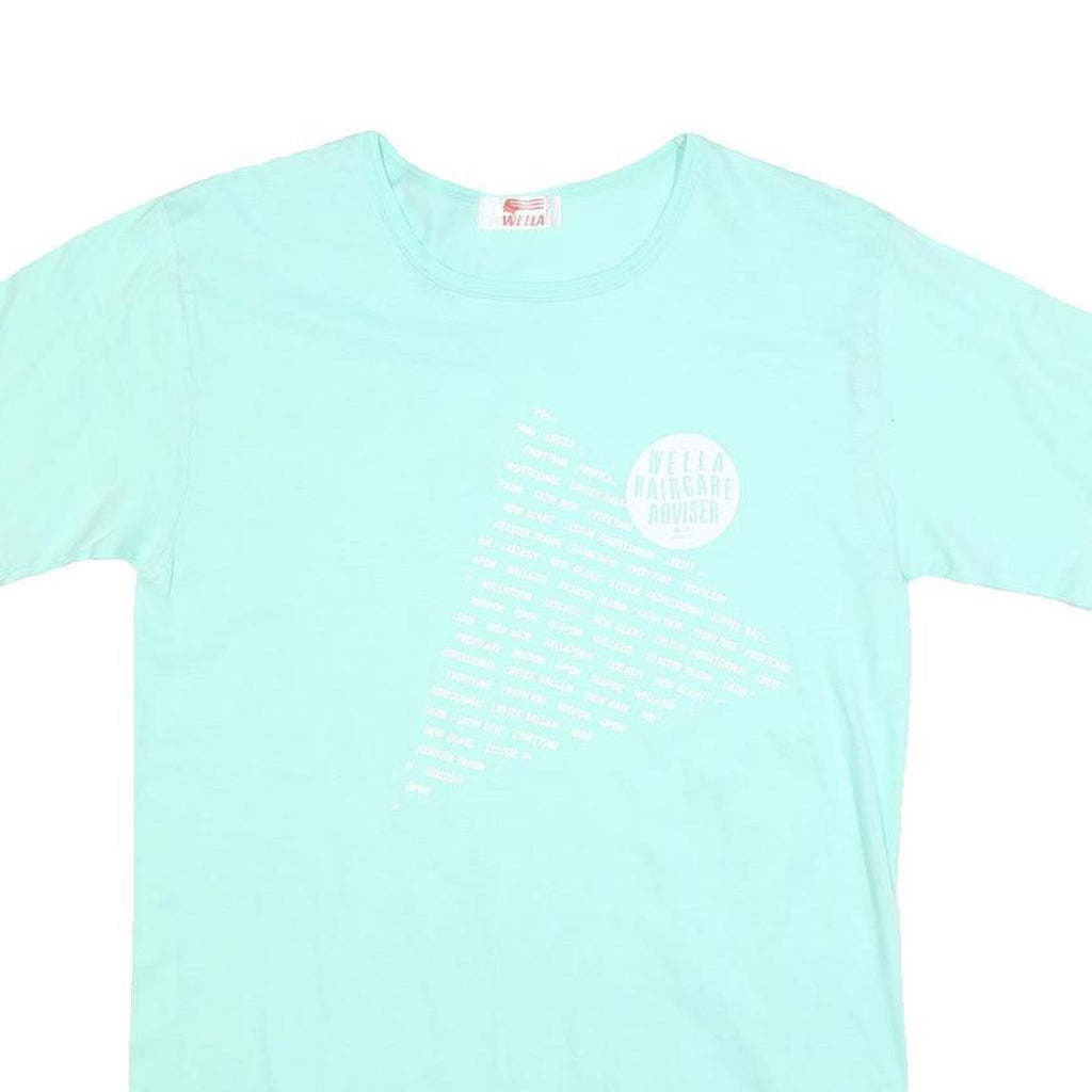 WELLA Womens Mint Green Graphic T-Shirt M Short Sleeve Crew Neck Cotton Blend