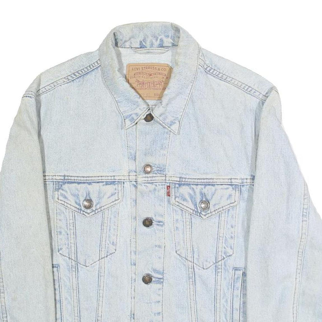 LEVI'S Mens Blue Cotton Denim Jacket S Button Casual Classic Light Wash
