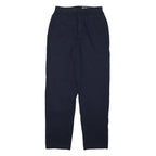 Womens Cotton Blend Navy Relaxed Straight Leg Trousers W27 L30 Zip Closure