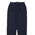 Womens Cotton Blend Navy Relaxed Straight Leg Trousers W27 L30 Zip Closure