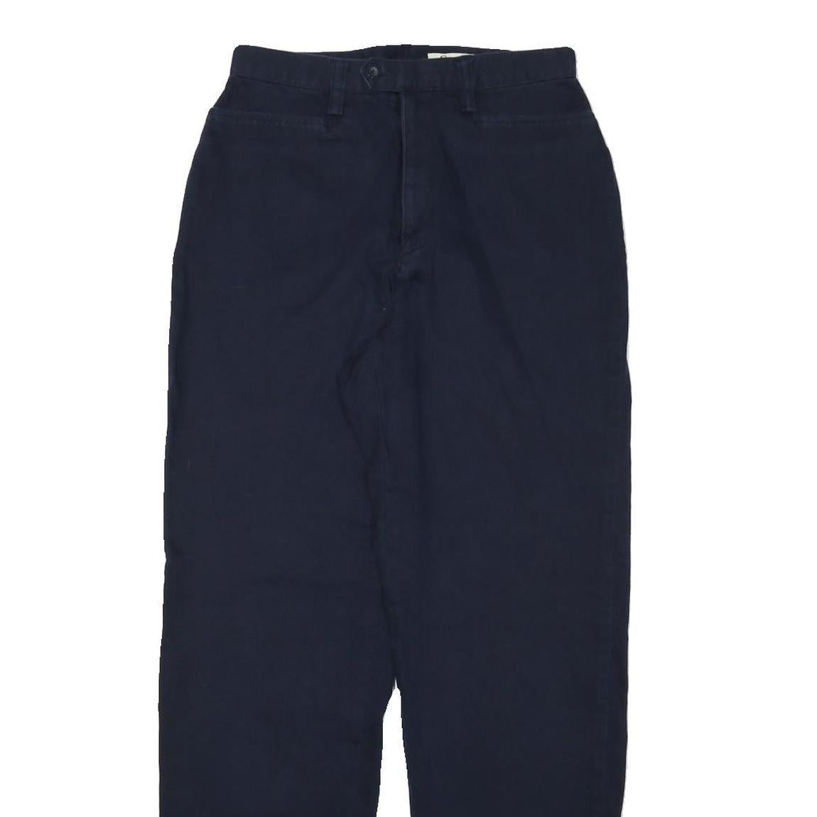 Womens Cotton Blend Navy Relaxed Straight Leg Trousers W27 L30 Zip Closure