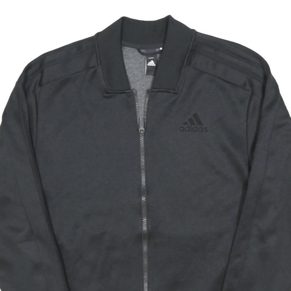 ADIDAS Mens Black Jacket S Polyester Blend Plain Zip Athletic Sportswear