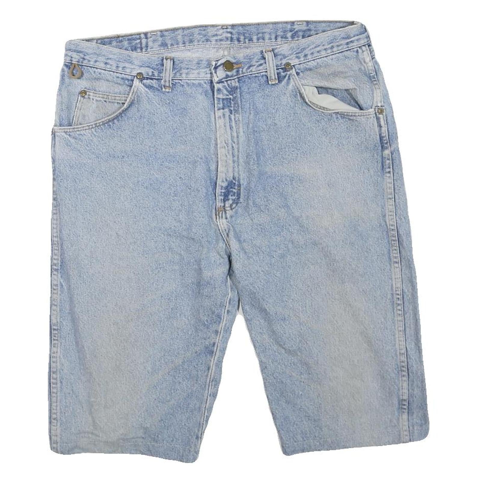 WRANGLER Mens Denim Light Blue Shorts L W36 Casual Cotton Blend Summer