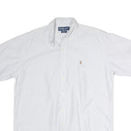 RALPH LAUREN Mens White & Grey Striped Classic Fit M Cotton Shirt Button Down