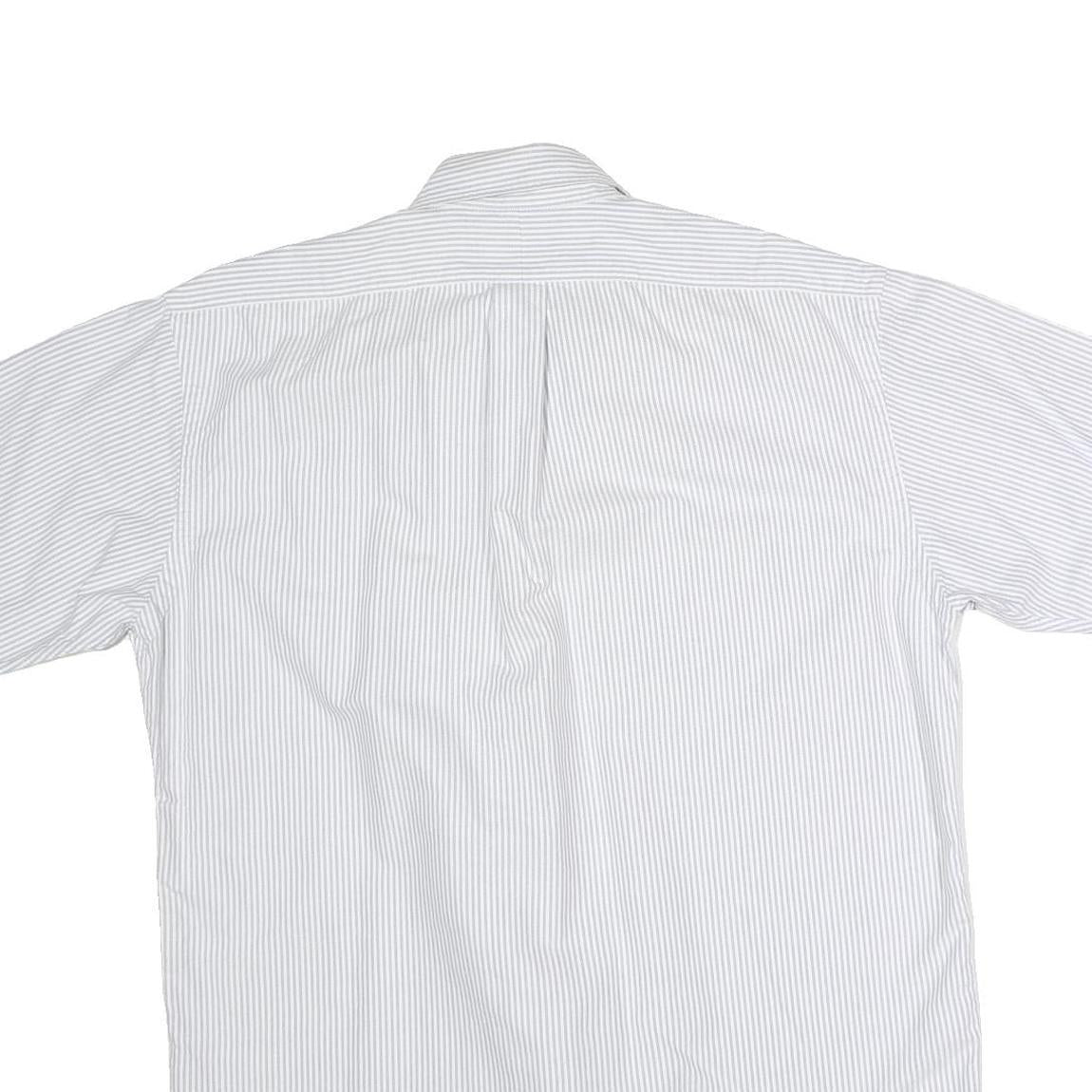 RALPH LAUREN Mens White & Grey Striped Classic Fit M Cotton Shirt Button Down