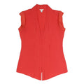CALVIN KLEIN Womens Red Sleeveless V-Neck Top S Elegant Cotton Blend