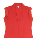 CALVIN KLEIN Womens Red Sleeveless V-Neck Top S Elegant Cotton Blend