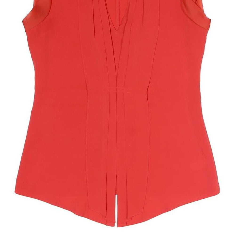CALVIN KLEIN Womens Red Sleeveless V-Neck Top S Elegant Cotton Blend