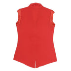 CALVIN KLEIN Womens Red Sleeveless V-Neck Top S Elegant Cotton Blend