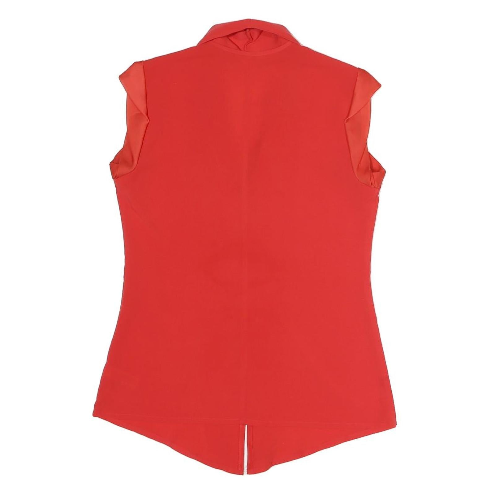 CALVIN KLEIN Womens Red Sleeveless V-Neck Top S Elegant Cotton Blend