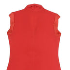 CALVIN KLEIN Womens Red Sleeveless V-Neck Top S Elegant Cotton Blend