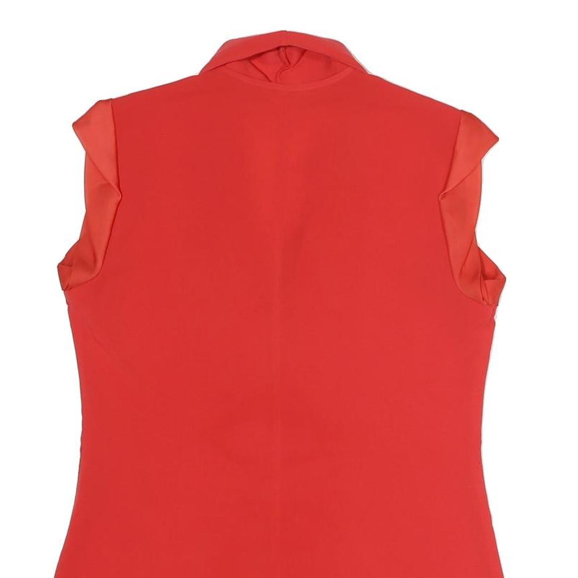 CALVIN KLEIN Womens Red Sleeveless V-Neck Top S Elegant Cotton Blend