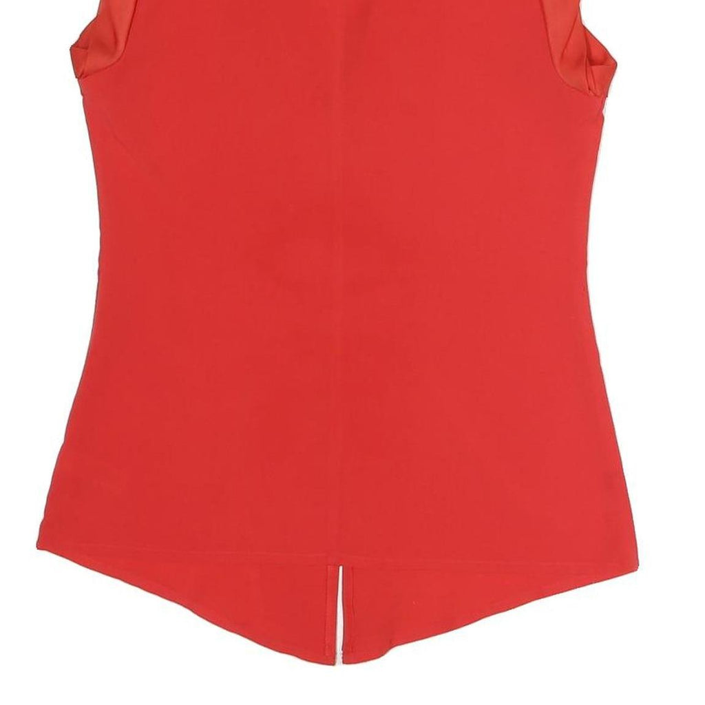 CALVIN KLEIN Womens Red Sleeveless V-Neck Top S Elegant Cotton Blend