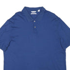 CALVIN KLEIN Mens Blue Short Sleeve Plain XL Cotton Blend Polo Shirt