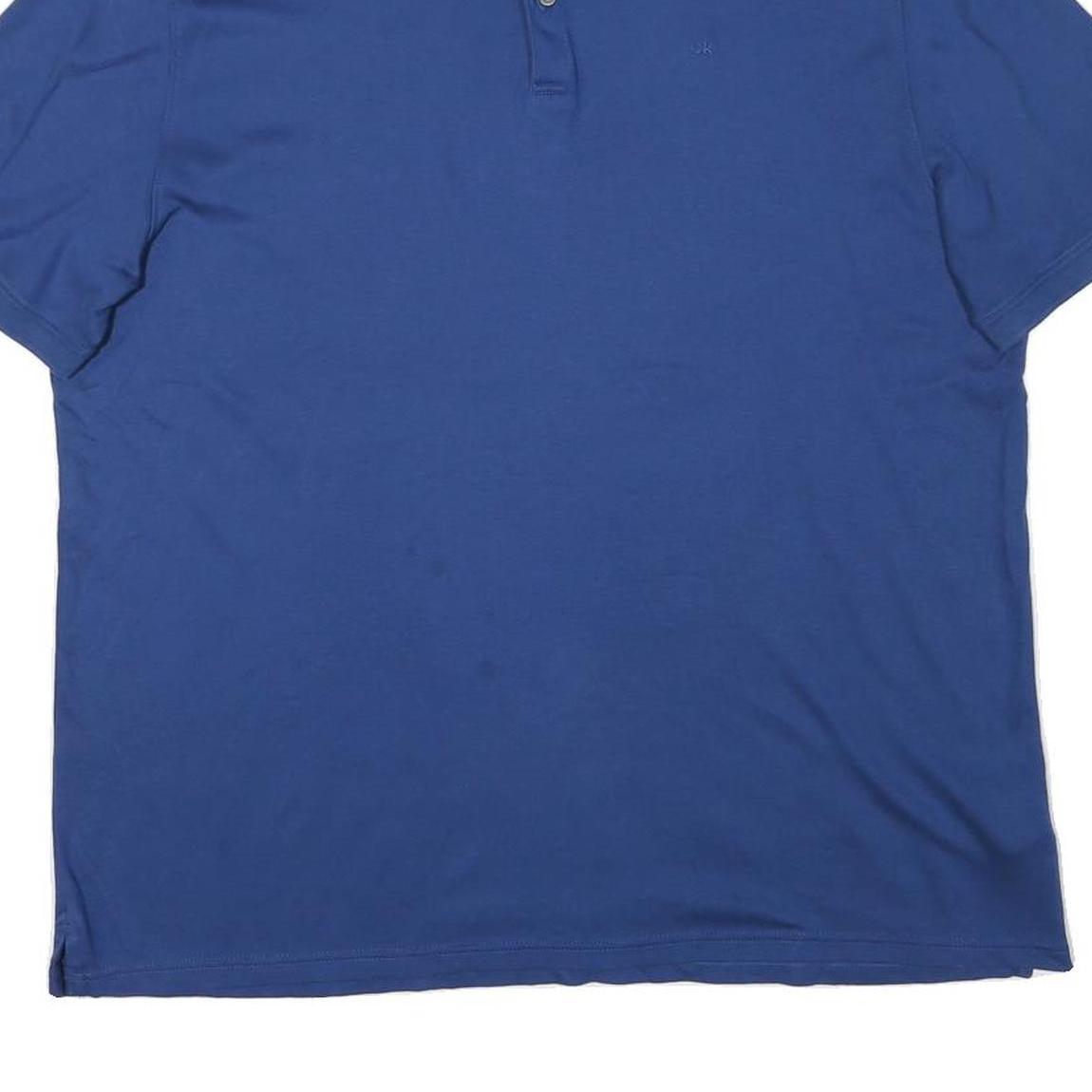 CALVIN KLEIN Mens Blue Short Sleeve Plain XL Cotton Blend Polo Shirt