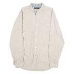 NAUTICA Mens Beige & Blue Shirt S Cotton Classic Button-Down Long Sleeve Casual