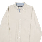 NAUTICA Mens Beige & Blue Shirt S Cotton Classic Button-Down Long Sleeve Casual