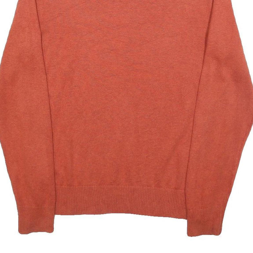 TOMMY HILFIGER Mens Orange & Grey Argyle V-Neck Patterned Cable Knit XS Cotton