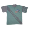 Mens T-Shirt Grey Button Neck L