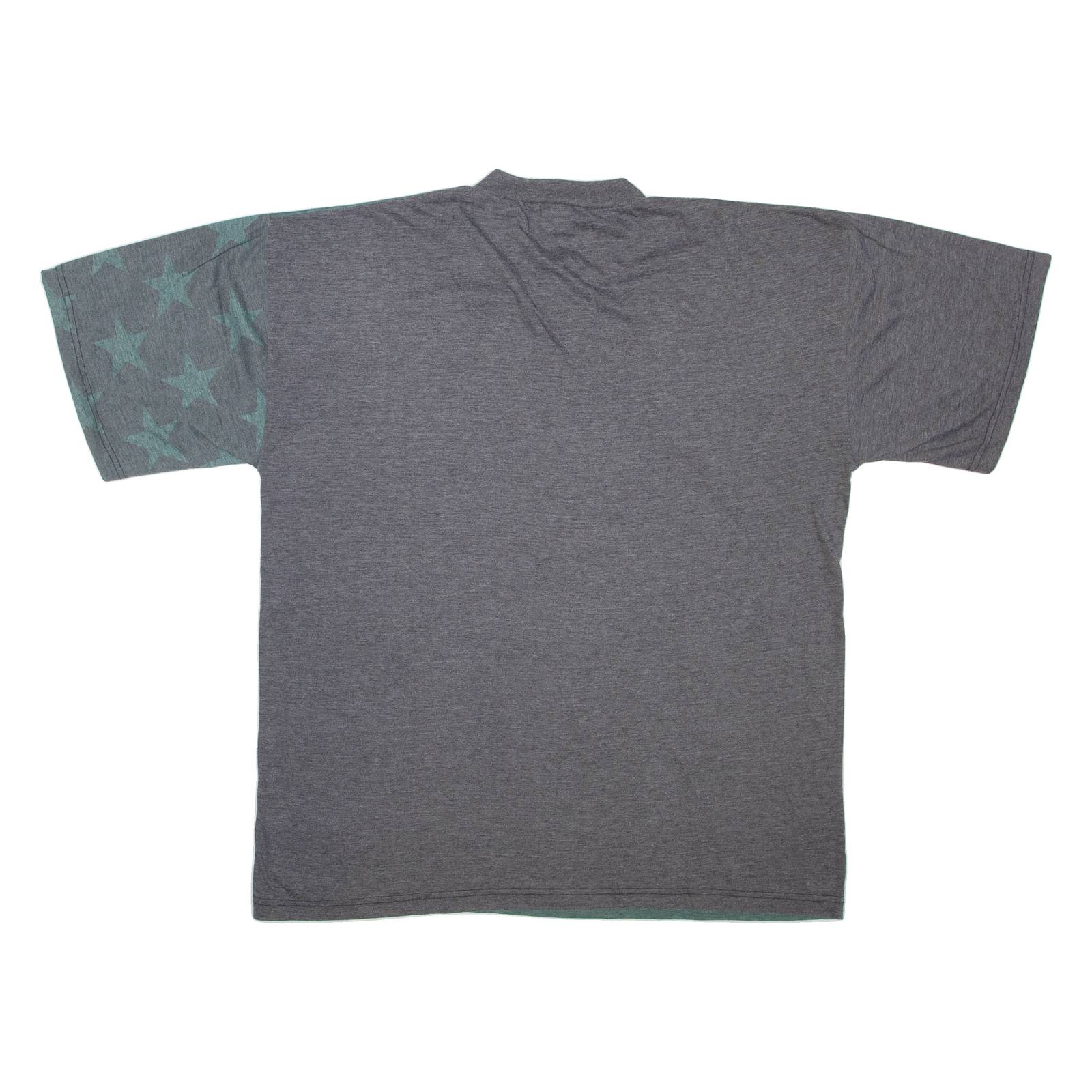 Mens T-Shirt Grey Button Neck L