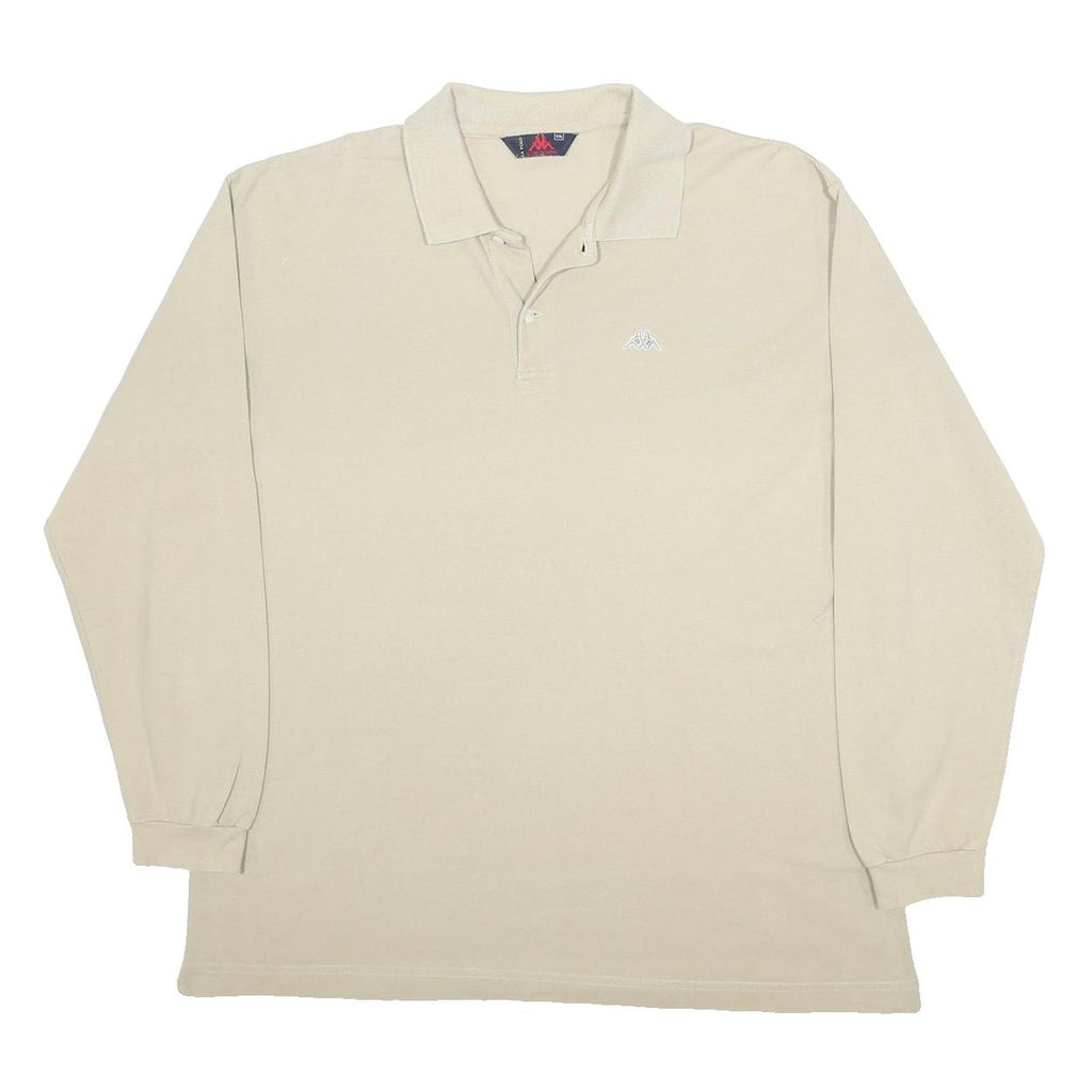 KAPPA Mens Beige Long Sleeve Plain 2XL Cotton Polo Shirt Classic Fit