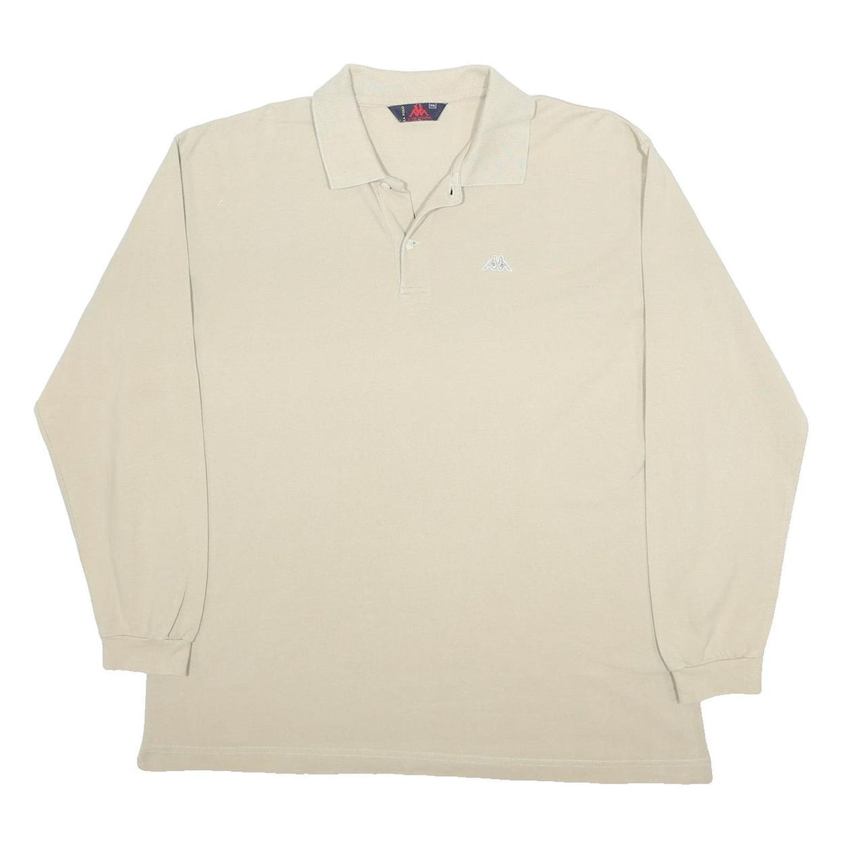 KAPPA Mens Beige Long Sleeve Plain 2XL Cotton Polo Shirt Classic Fit