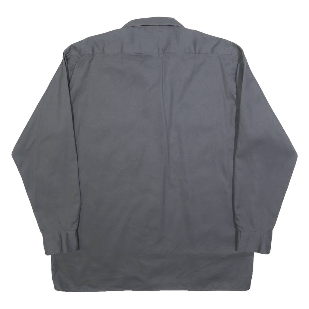 DICKIES Mens Grey Workwear Style L Cotton Blend Shirt Long Sleeve Button Pocket