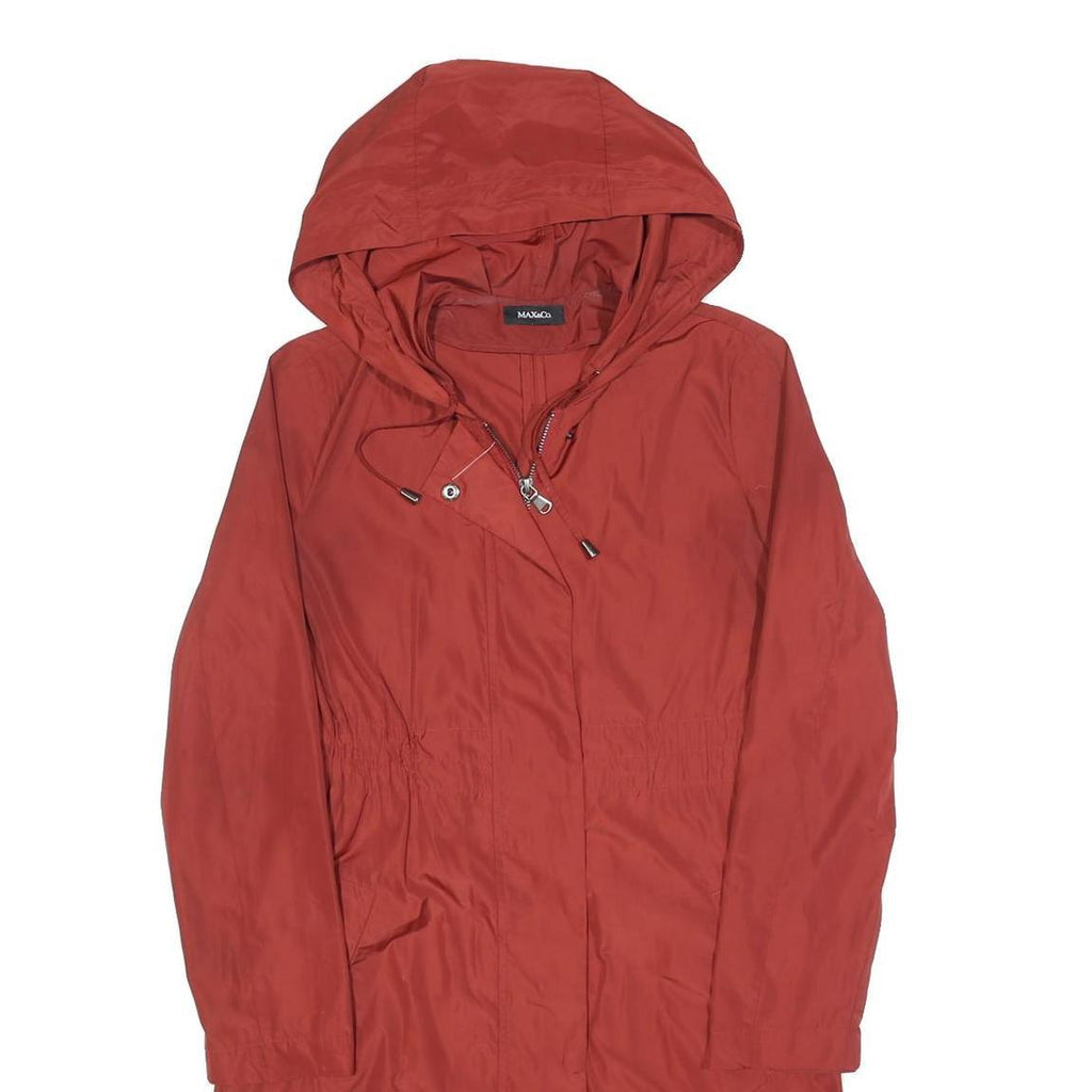 MAX&CO Womens Red Nylon Hooded Jacket XS Lightweight Zip Closure Casual