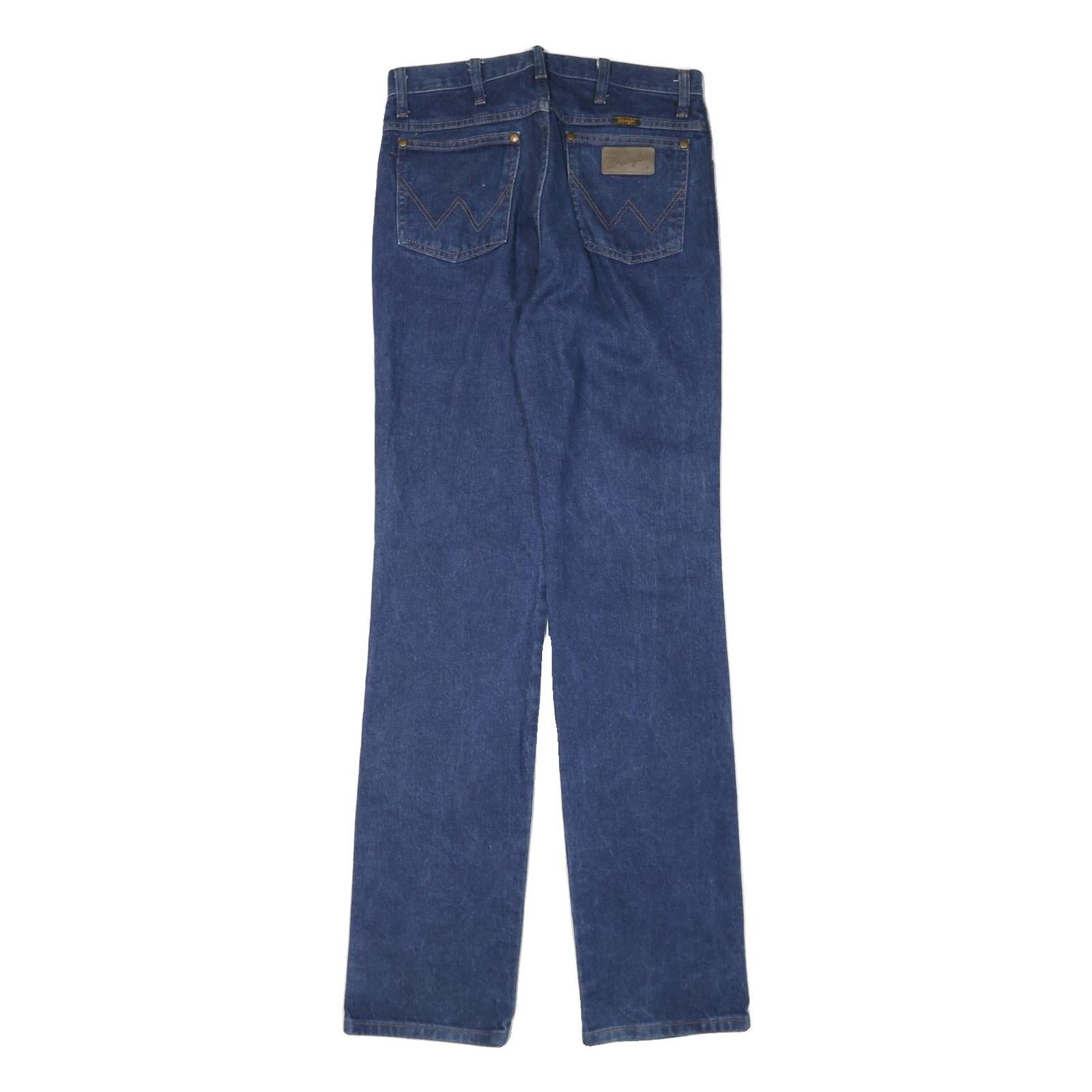 WRANGLER Mens Regular Blue Denim Straight Cotton Blend W30 L35 Zip Closure Jeans