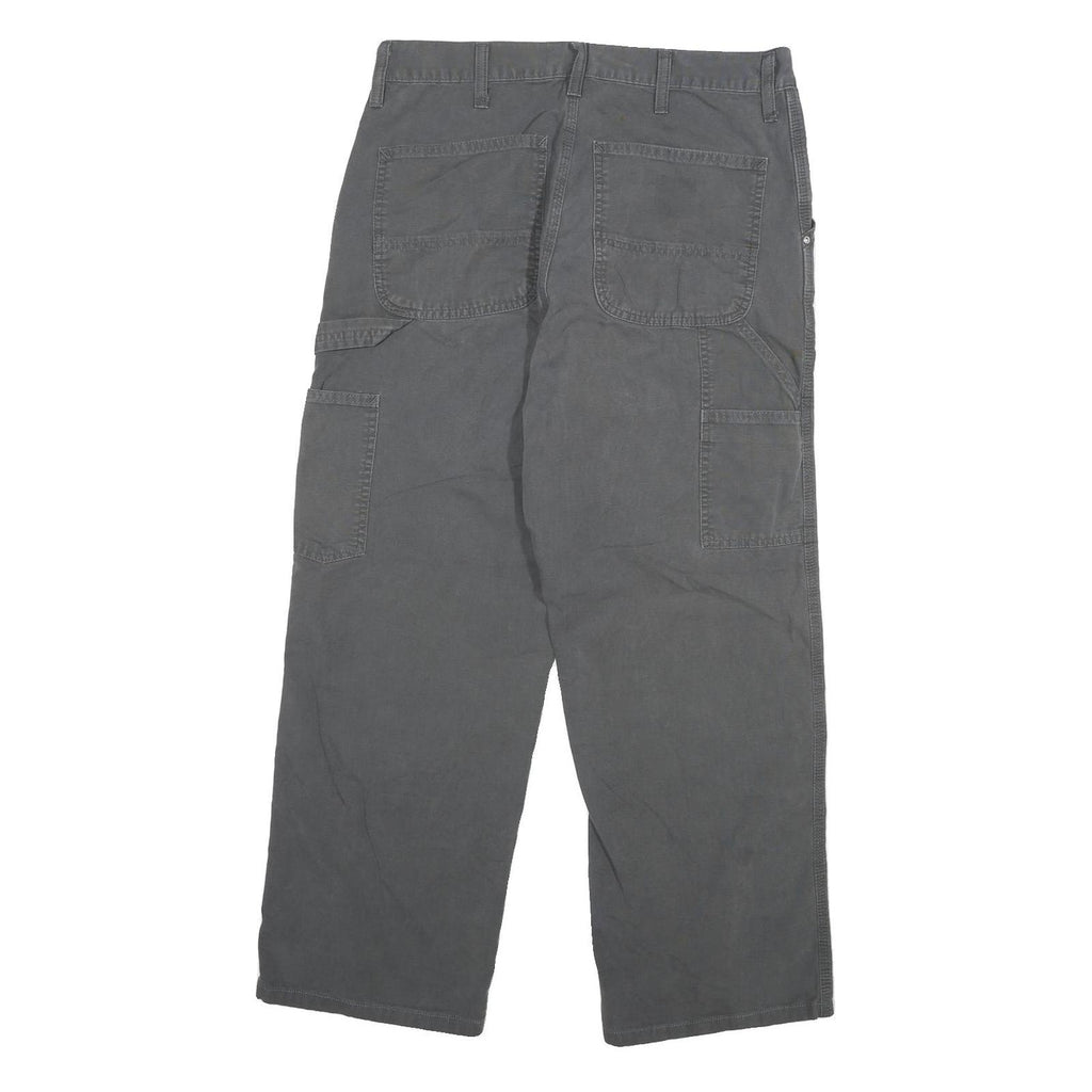 CARHARTT Mens Cotton Blend Grey Relaxed Straight Trousers W31 L26 Workwear Zip