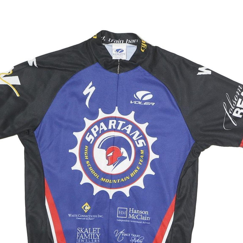 VOLEA Mens Black & Blue Spartans Cycling Jersey M Short Sleeve High Neck