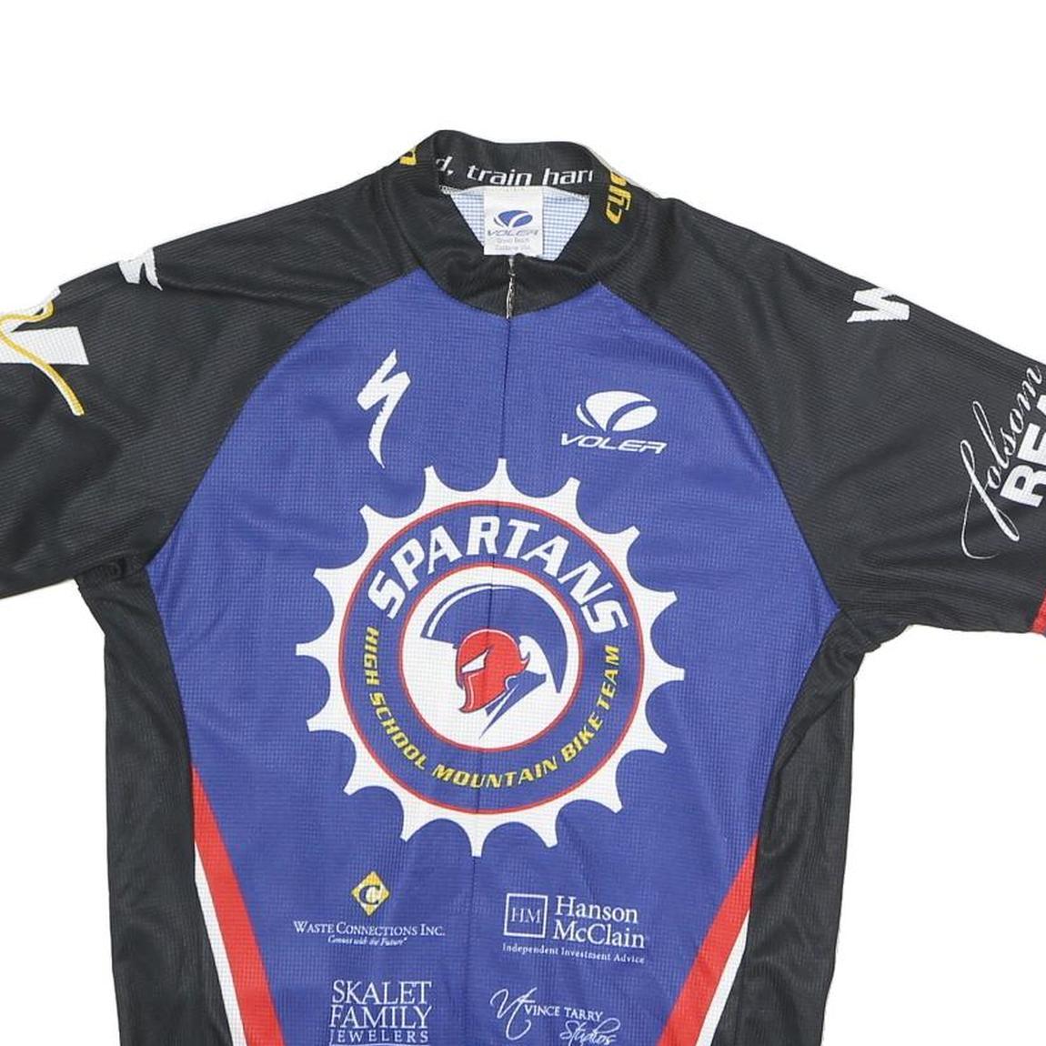 VOLEA Mens Black & Blue Spartans Cycling Jersey M Short Sleeve High Neck