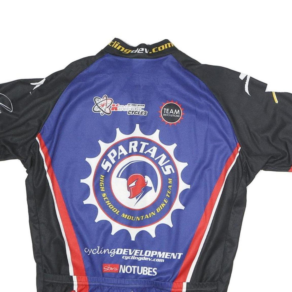 VOLEA Mens Black & Blue Spartans Cycling Jersey M Short Sleeve High Neck