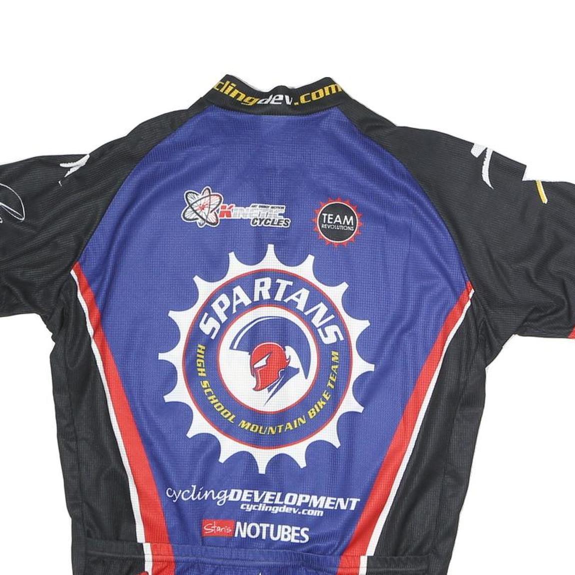 VOLEA Mens Black & Blue Spartans Cycling Jersey M Short Sleeve High Neck