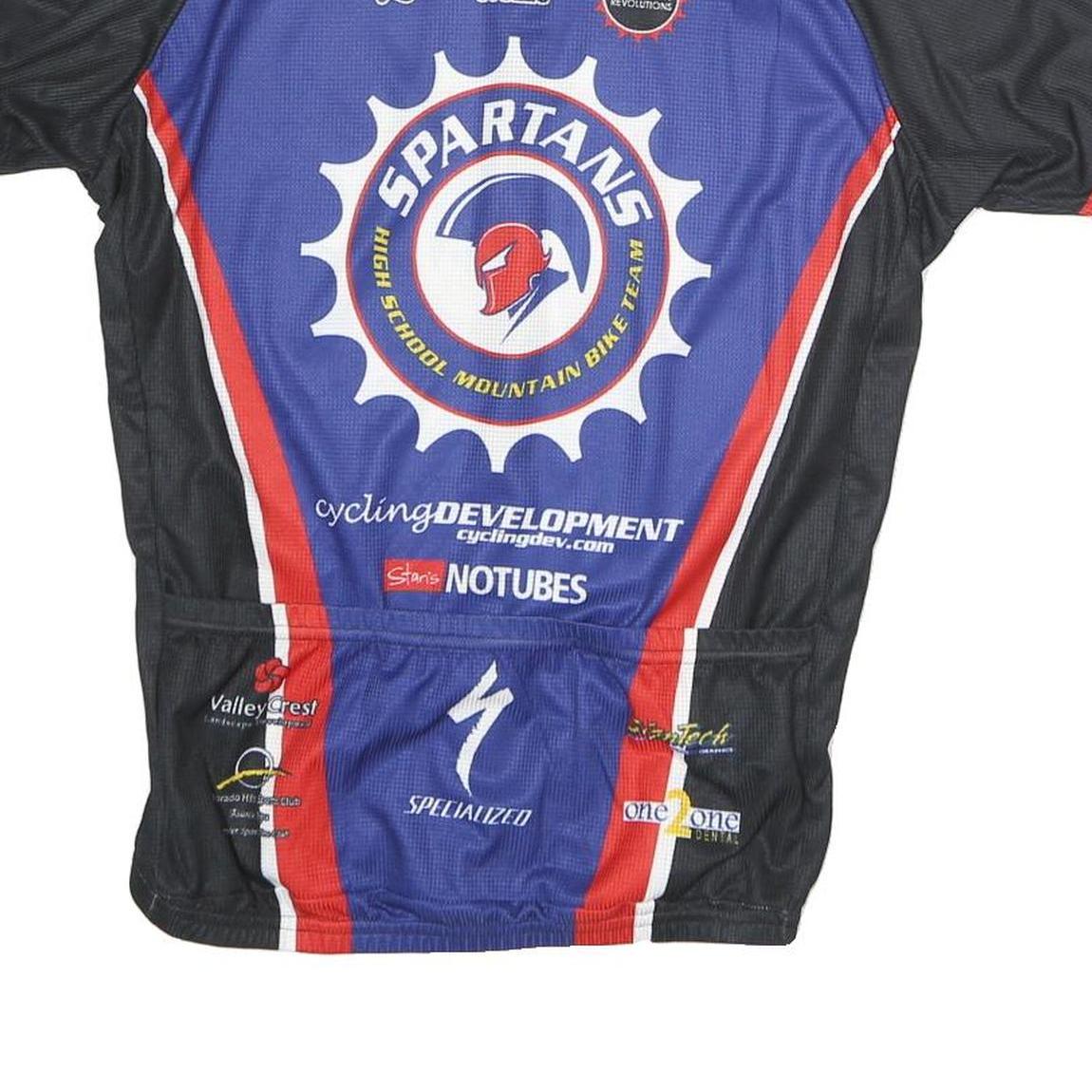 VOLEA Mens Black & Blue Spartans Cycling Jersey M Short Sleeve High Neck