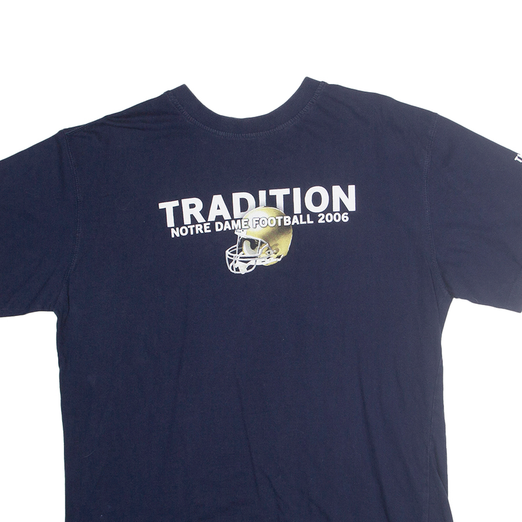 PRO EDGE Mens Navy Blue Notre Dame Football 2006 Graphic T-Shirt L Short Sleeve