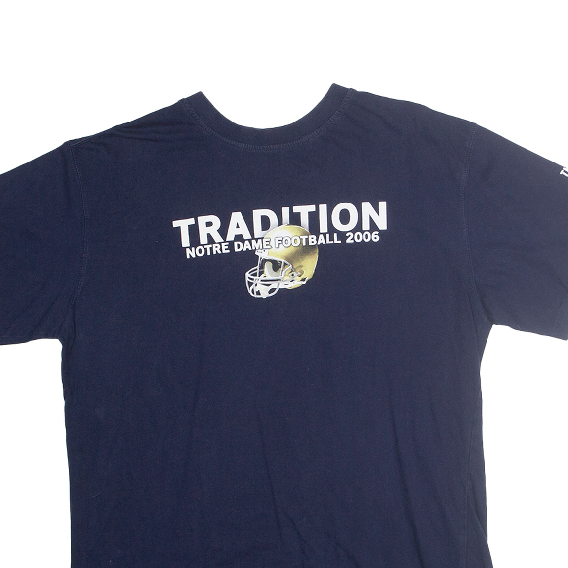 PRO EDGE Mens Navy Blue Notre Dame Football 2006 Graphic T-Shirt L Short Sleeve