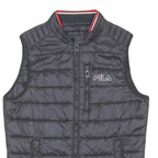 FILA Mens Black Quilted Synthetic Jacket S Lightweight Sport Zip Vest