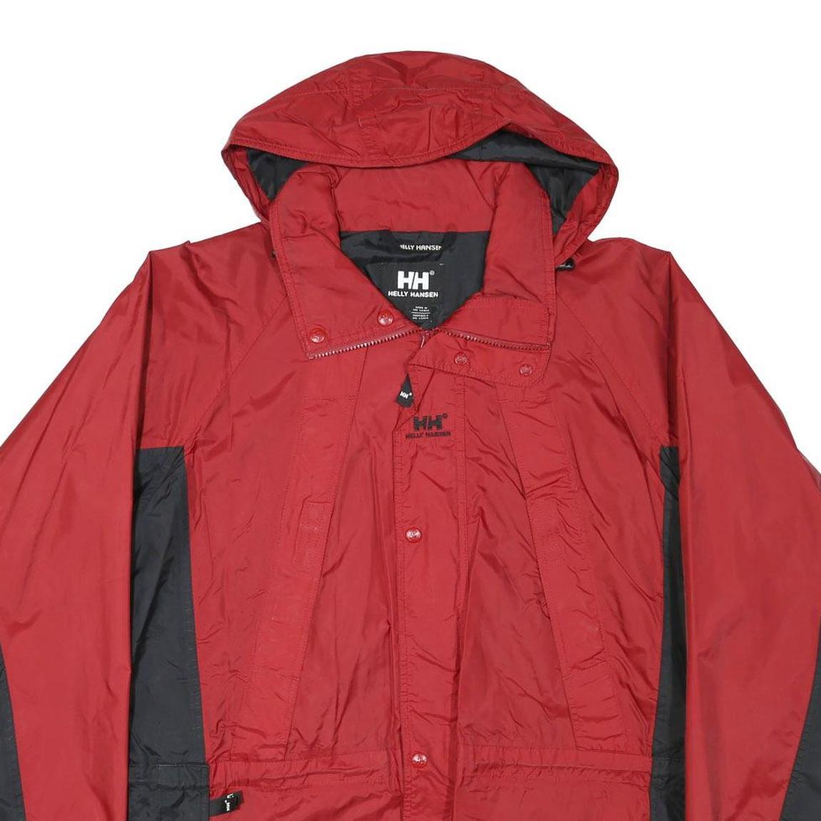HELLY HANSEN Mens Red & Black Outdoor Zip Jacket M Polyester Blend Hooded