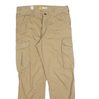 CARHARTT Mens Cotton Blend Beige Relaxed Cargo Trousers W32 L30 Workwear