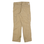 CARHARTT Mens Cotton Blend Beige Relaxed Cargo Trousers W32 L30 Workwear