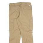 CARHARTT Mens Cotton Blend Beige Relaxed Cargo Trousers W32 L30 Workwear
